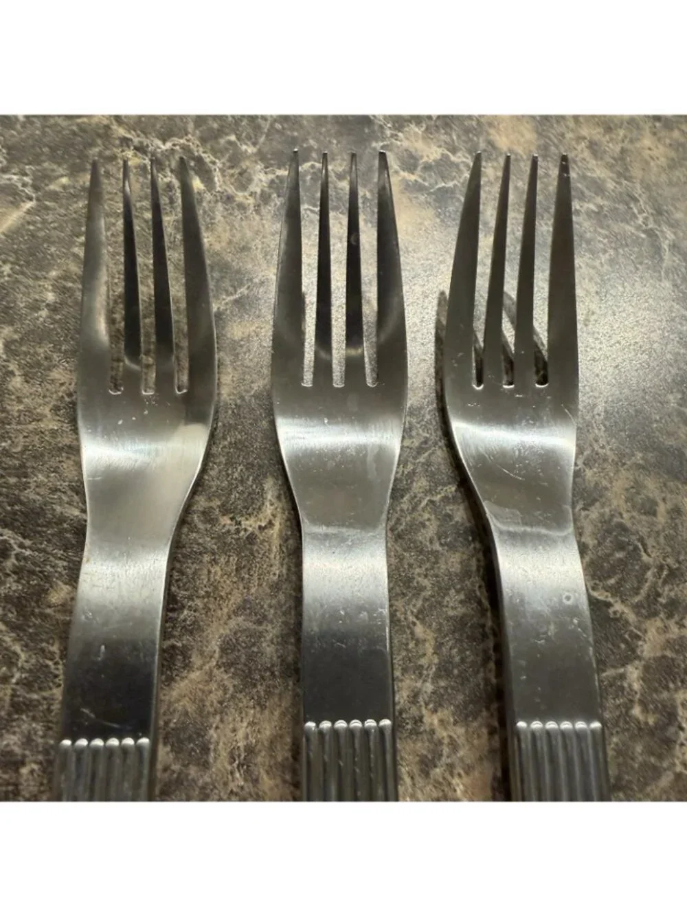 3 Dansk Thebe Stainless Salad Forks Japan Satin Ribbed Flatware Replacement